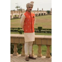 ZGMW2024 Orange Raw Silk Waistcoat