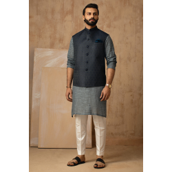 ZGMW2026 Black Jamawar Waistcoat
