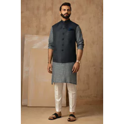 ZGMW2026 Black Jamawar Waistcoat