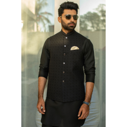ZGMW2032 Black Raw Silk Waistcoat ZGMW2032 Black Raw Silk Waistcoat
