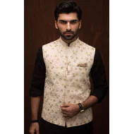 ZGMW2036 Diamond Champagne Raw Silk Waistcoat