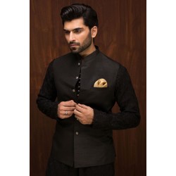 ZGMW2040 Black Raw Silk Waistcoat