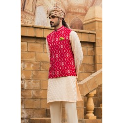 ZGMW2041 Pantone Red Raw Silk Waistcoat