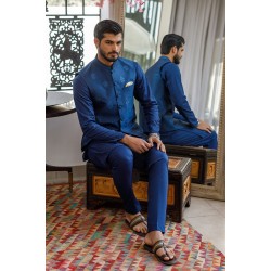 ZGMW2047 Berkeley Blue Raw Silk Waistcoat