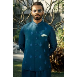 ZGMW2052 Deep Teal Raw Silk Waistcoat