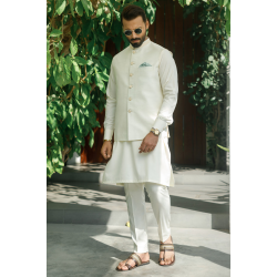 ZGMW2055 Off White Raw Silk Waistcoat