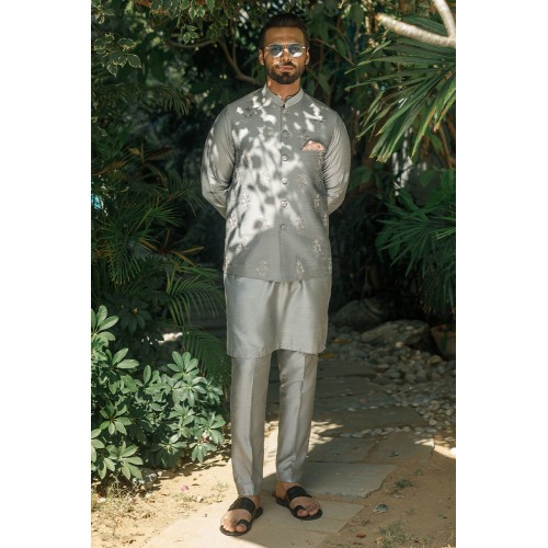 ZGMW2056 Mercury Raw Silk Waistcoat