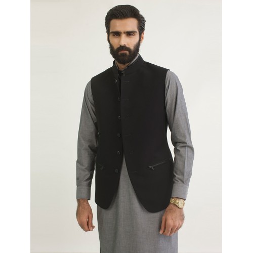 ZGMW2194 Jet Black Suiting Fabric Waistcoat ZGMW2194 Jet Black Suiting Fabric Waistcoat