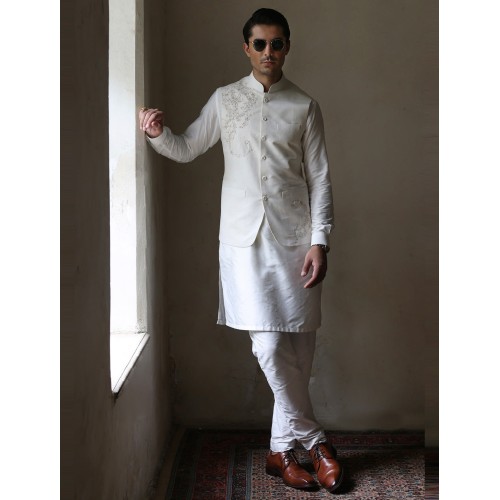 ZGMW2200 Off White Cotton Blend Waistcoat