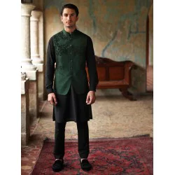 ZGMW2204 Celadon Green Raw Silk Waistcoat