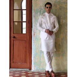ZGMW2205 White Cotton Blend Waistcoat