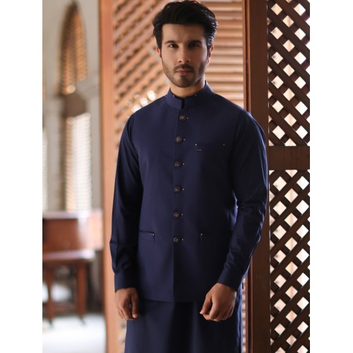 ZGMW2207 Dark Delft Blue Suiting Fabric Waistcoat