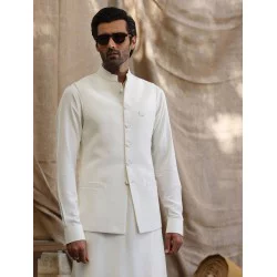 ZGMW2208 Off White Suiting Fabric Waistcoat
