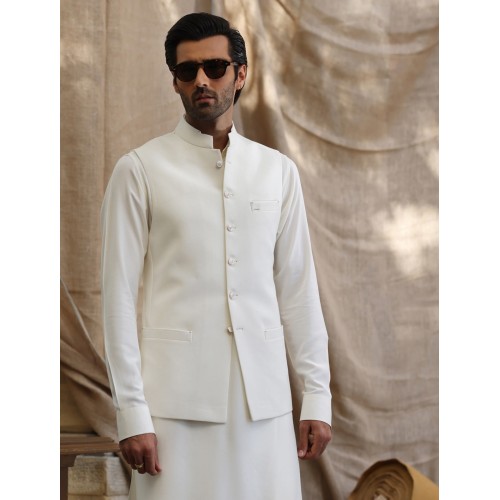 ZGMW2208 Off White Suiting Fabric Waistcoat
