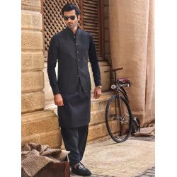 ZGMW2209 Black Cotton Blend Waistcoat