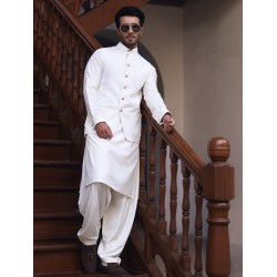 ZGMW2210 Off White Cotton Blend Waistcoat