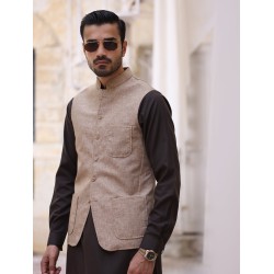 ZGMW2214 Beige Linen Waistcoat