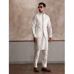 ZGMW2217 Off White Jacquard Waistcoat