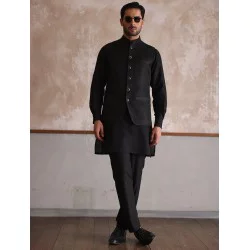 ZGMW2226 Black Jacquard Waistcoat