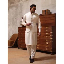 ZGMW2237 Off White Suiting Fabric Waistcoat
