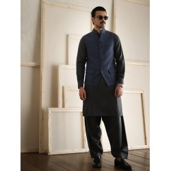 ZGMW2242 Blue Linen Waistcoat