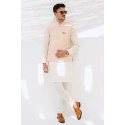 ZGMW2363 Rose Gold Raw Silk Waistcoat