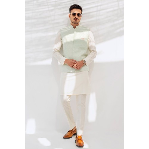 ZGMW2364 Honeydew Raw Silk Waistcoat