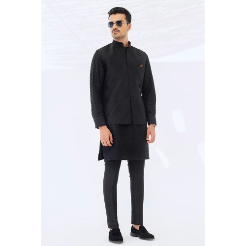 ZGMW2368 Black Raw Silk Waistcoat ZGMW2368 Black Raw Silk Waistcoat