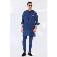 ZGMW2369 French Blue Raw Silk Waistcoat