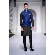 ZGMW2371 Violet-Blue Raw Silk Waistcoat
