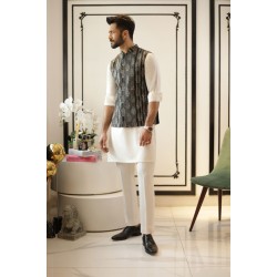 ZGMW2372 Black Raw Silk Waistcoat