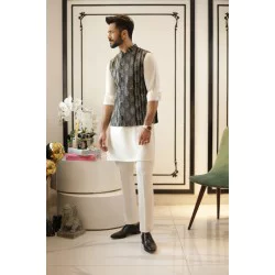 ZGMW2372 Black Raw Silk Waistcoat