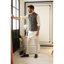 ZGMW2372 Black Raw Silk Waistcoat