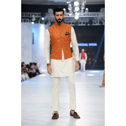 ZGMW2376 Burnt Orange Raw Silk Waistcoat