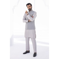 ZGMW2379 Gray Raw Silk Waistcoat