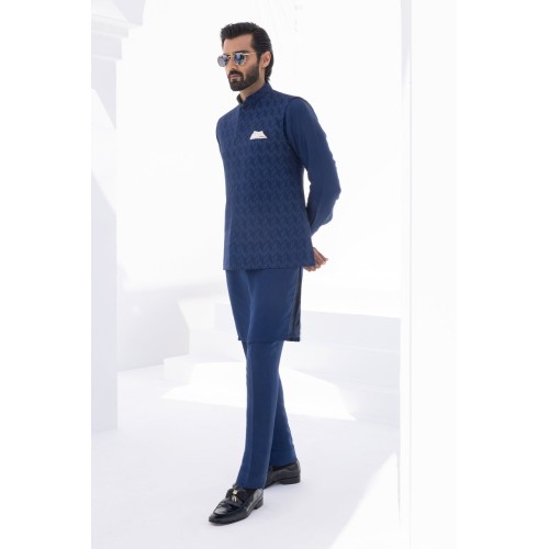 ZGMW2380 Berkeley Blue Raw Silk Waistcoat