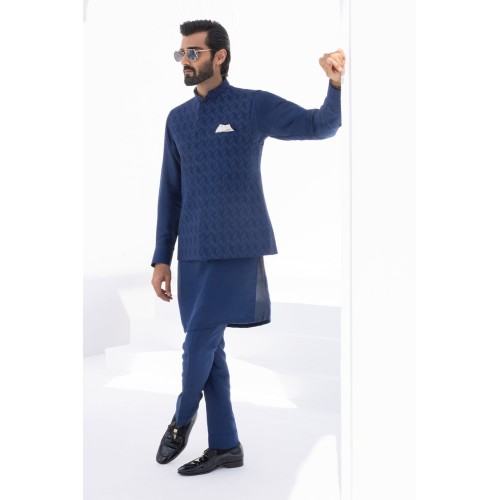 ZGMW2380 Berkeley Blue Raw Silk Waistcoat