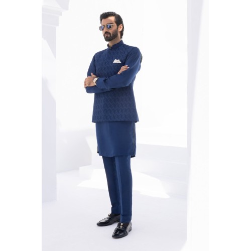 ZGMW2380 Berkeley Blue Raw Silk Waistcoat