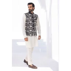 ZGMW2383 Black Raw Silk Waistcoat