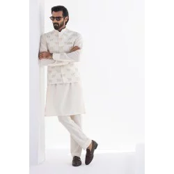 ZGMW2385 White Raw Silk Waistcoat