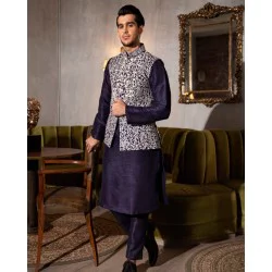 ZGMW2756 Russian Violet Raw Silk Waistcoat