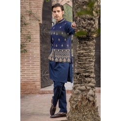 ZGMW2863 Federal Blue Raw Silk Waistcoat