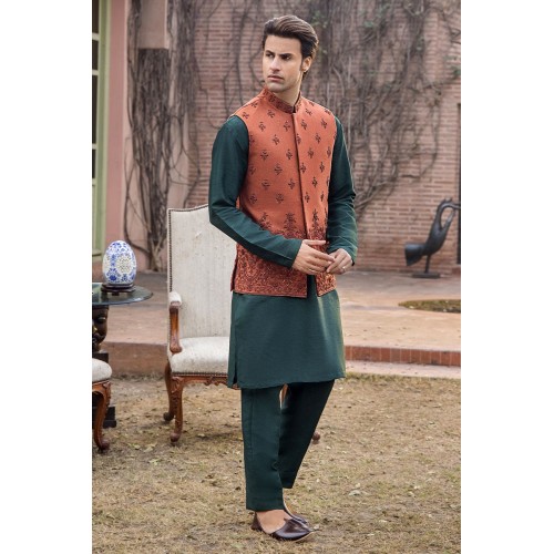 ZGMW2865 Burnt Sienna Raw Silk Waistcoat