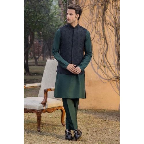 ZGMW2866 Black Raw Silk Waistcoat