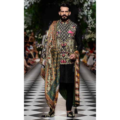 ZGMW2940 Black Raw Silk Waistcoat ZGMW2940 Black Raw Silk Waistcoat