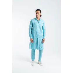 ZGMK3200 Pale Azure Khadi Woven Cotton Kurta