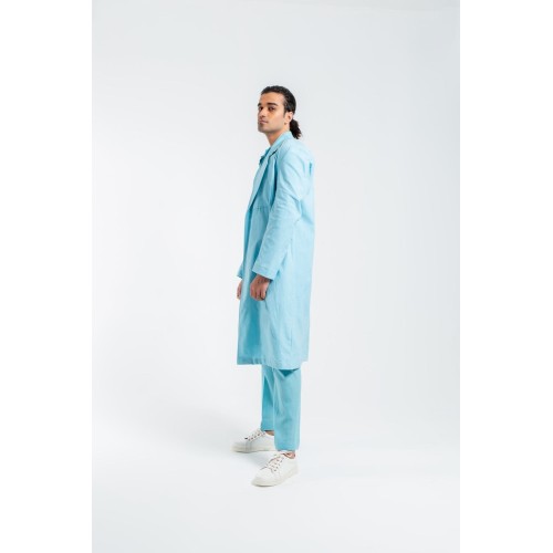 ZGMK3200 Pale Azure Khadi Woven Cotton Kurta ZGMK3200 Pale Azure Khadi Woven Cotton Kurta