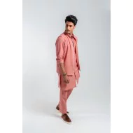ZGMK3201 Light Salmon Pink Khadi Woven Cotton Kurta