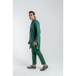 ZGMK3203 Illuminating Emerald Khadi Woven Cotton Kurta