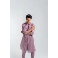 ZGMK3205 Pink Lavender Khadi Woven Cotton Kurta